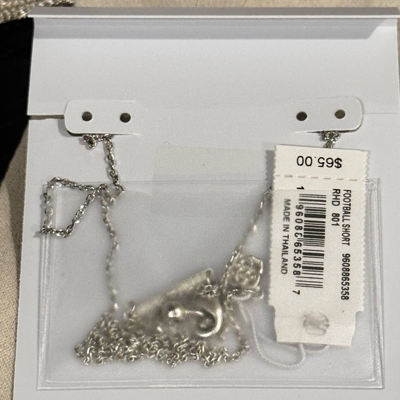 NWT- Kendra Scott Football Silver Short Pendant Necklace - Picture 8 of 9